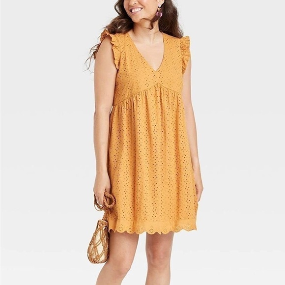 KNOX Rose Ruffle Short Sleeve Eyelet A-Line Dress (Sz XS) - Picture 5 of 12